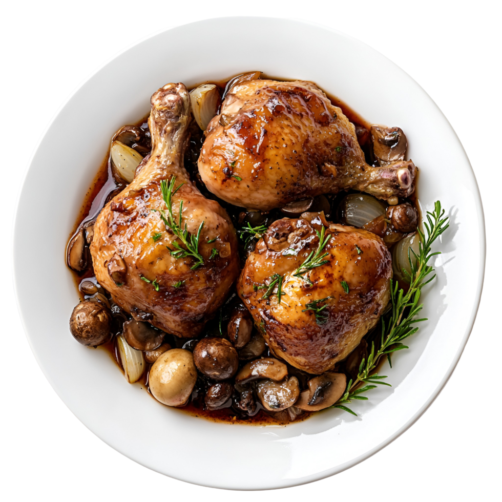 3D Savory Chicken And Mushrooms In Rich Sauce Transparent Background png