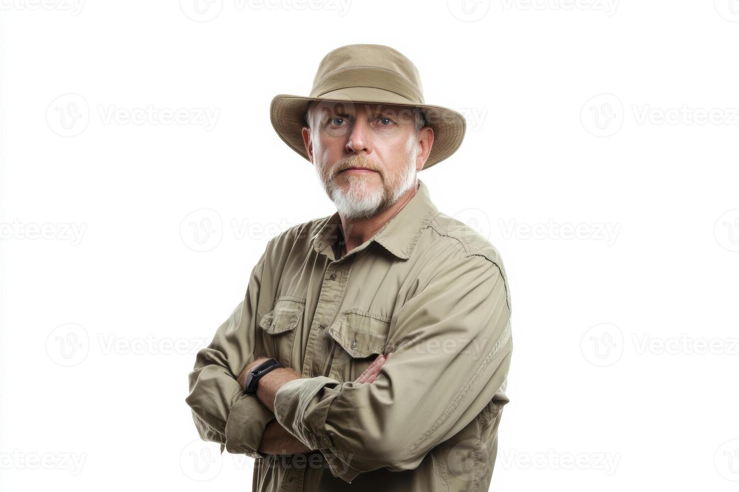 A man in a hat and shirt posing for the camera photo
