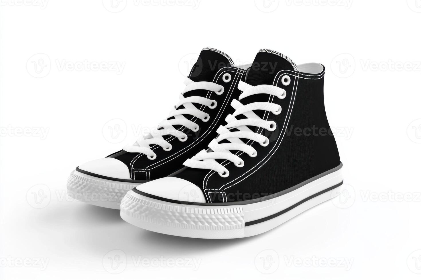 Black high top sneakers on a white background photo