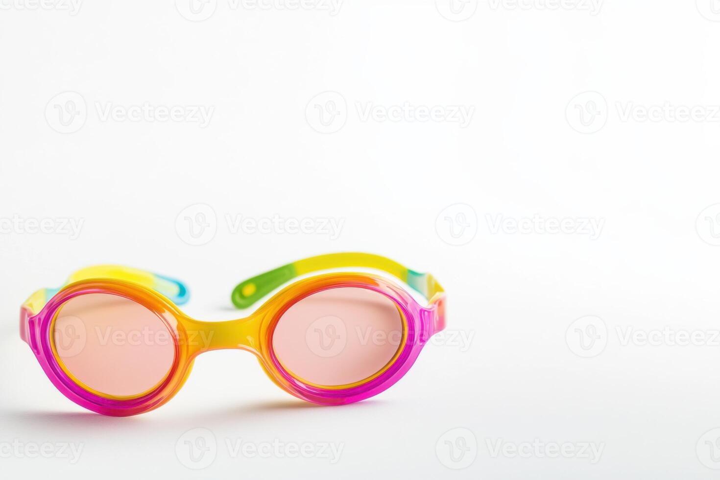 Brightly colored kids swimming goggles perfect for summer fun and pool adventures with friends and family on a sunny day photo