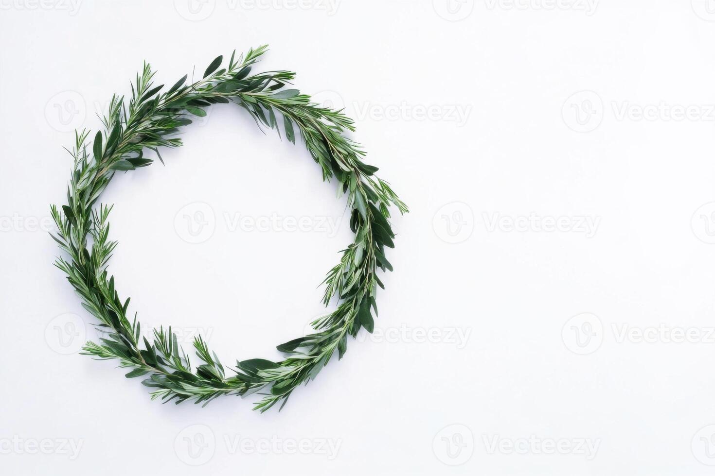 Fresh greenery wreath showcases minimalist elegance for home decor and seasonal festivities photo