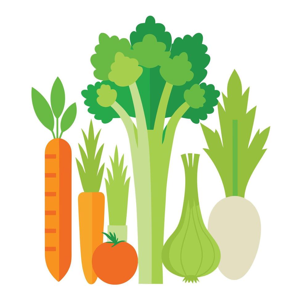 Vegetables and fruits on a white background vector