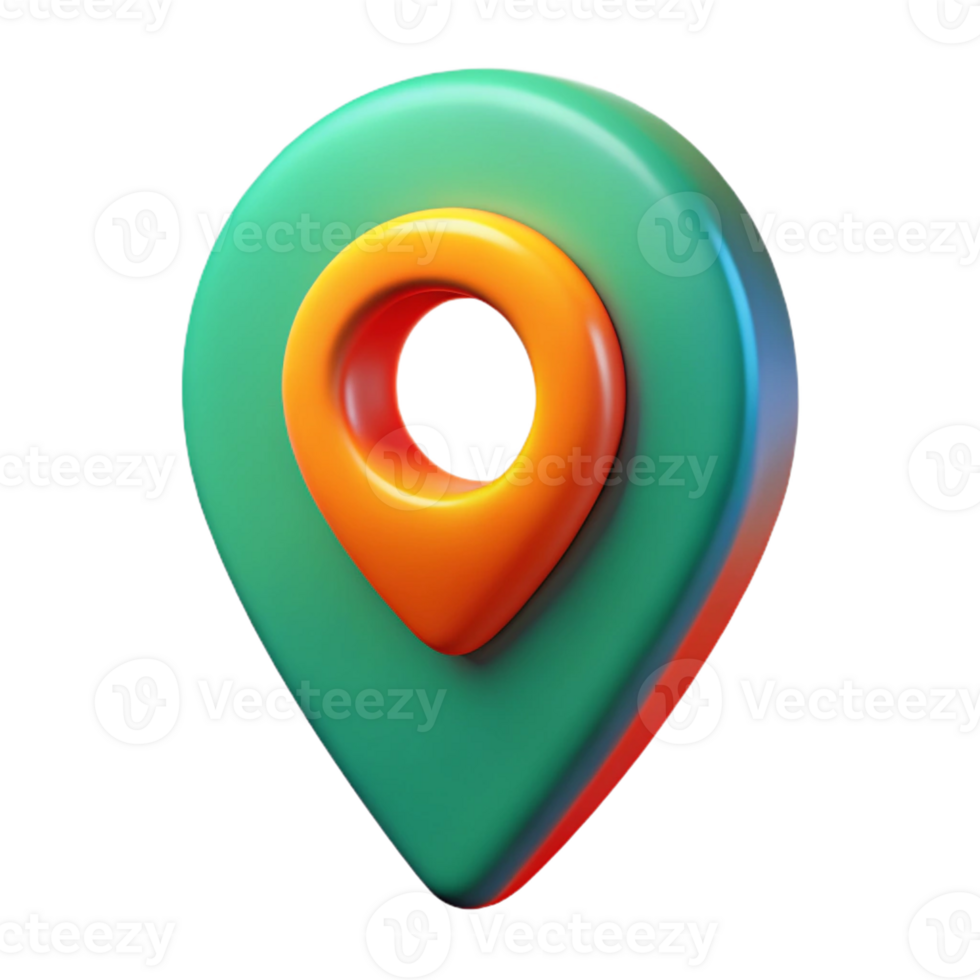 3D Map Pin Icon for Navigation and Location Services - Isolated Graphic Design Element png