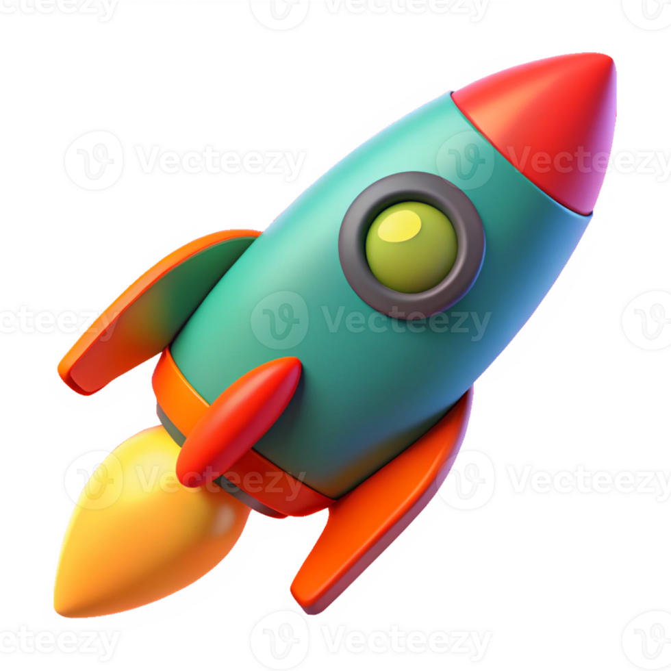 3D Space Rocket Flying Icon Isolated on Blank Background for Technology Concept Design png