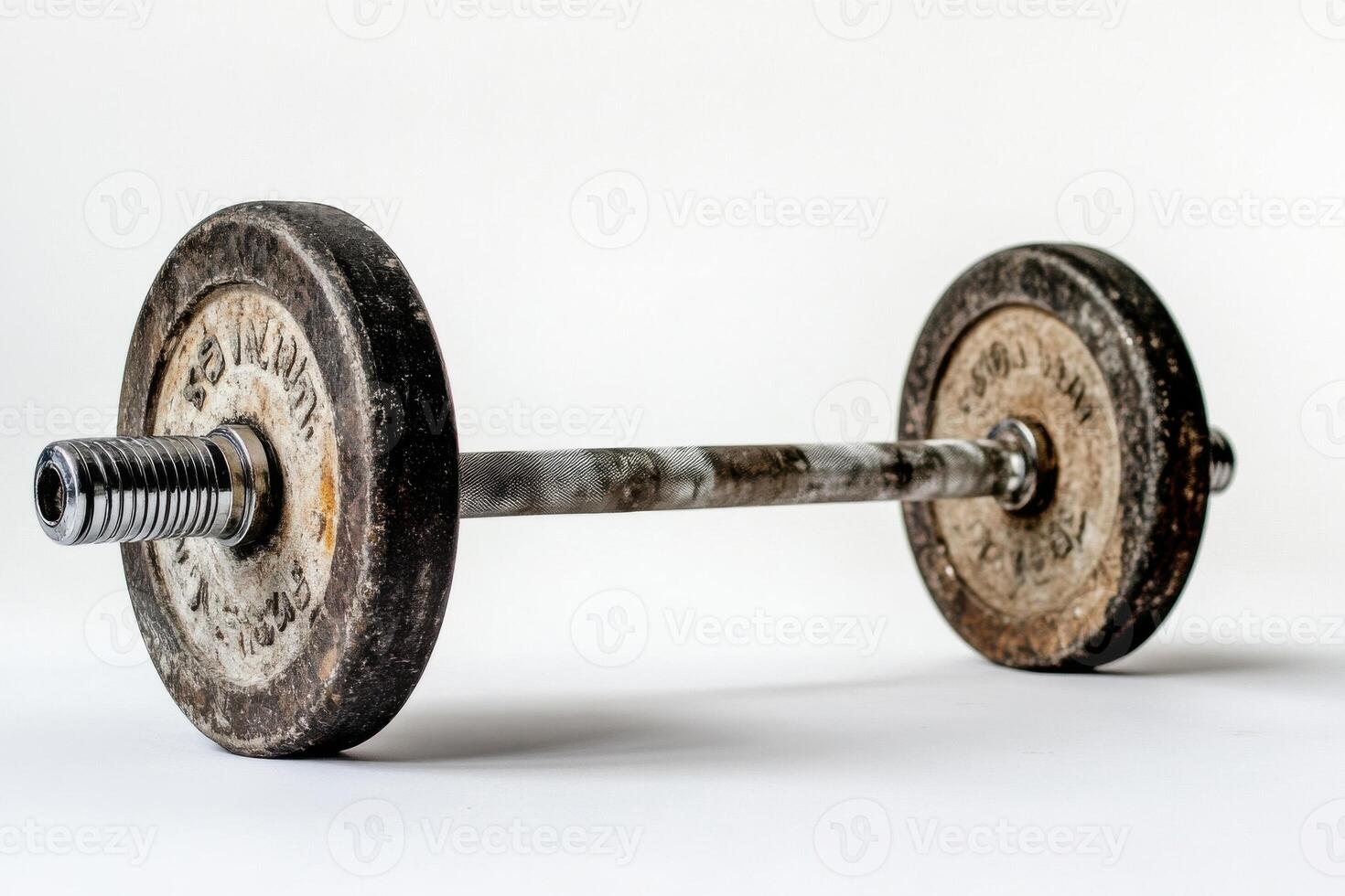 Weightlifting barbell on a minimalist background showcasing fitness and strength training equipment in sharp detail photo