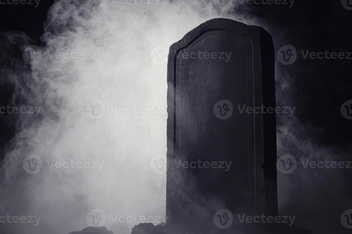 Exploring the depths of cryptophobia through minimalistic art and evocative imagery of an ancient tombstone in mist photo