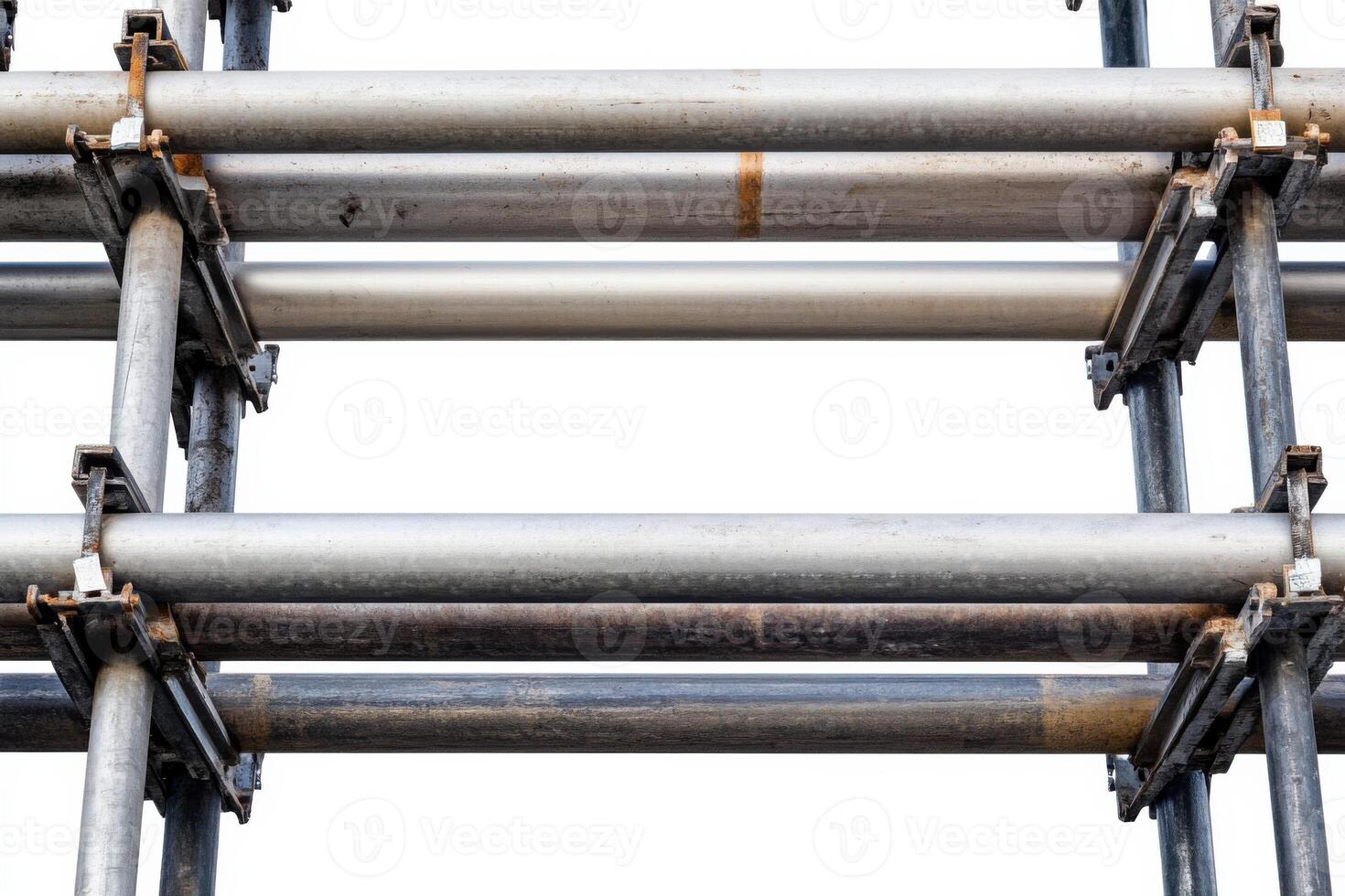 scaffolding pipes arranged neatly on white background showcasing industrial strength and versatility for construction photo