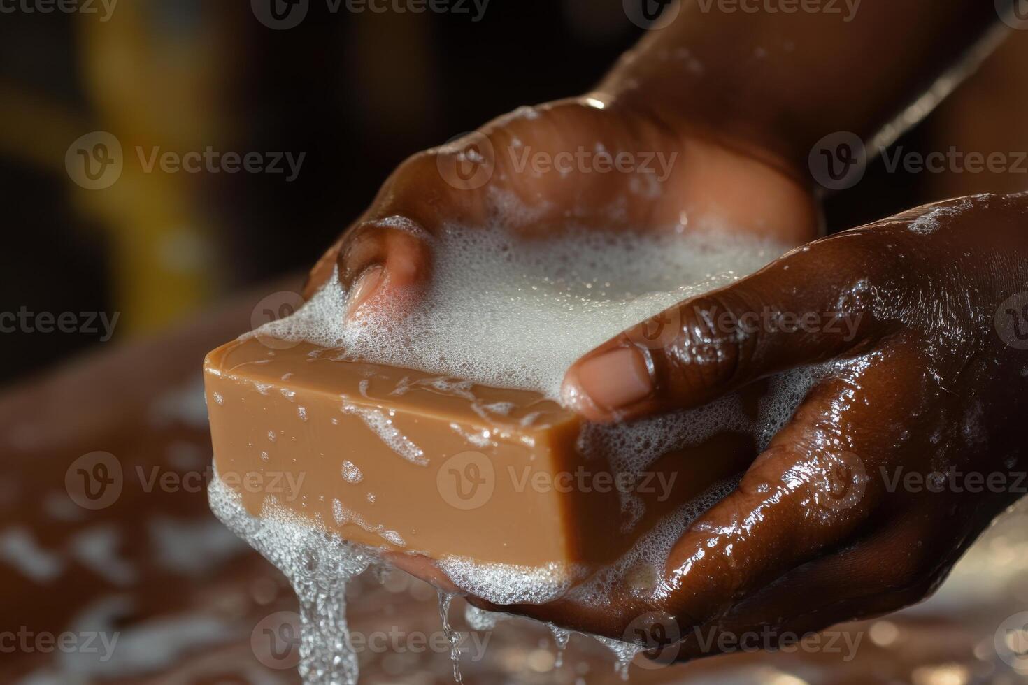 Clean hands in action highlighting the importance of thorough washing with soap for better health and hygiene practices photo