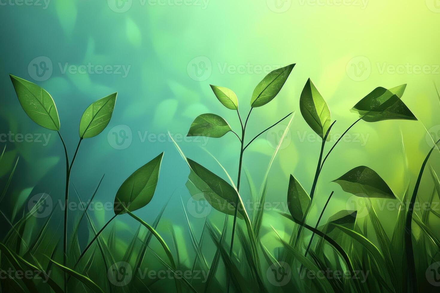 Studio background showcasing stylized foliage with detailed leaves and realistic lighting effects photo