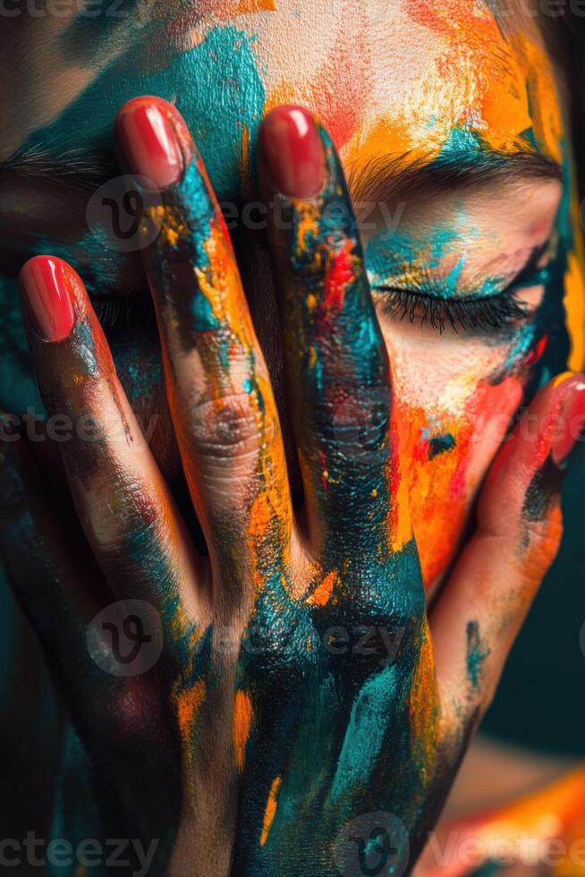 Vibrant expression of creativity captured through bold colors and imaginative art photo