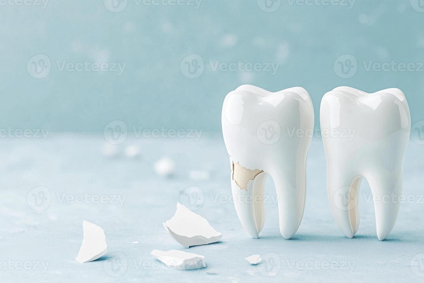 Artistic exploration of dental health highlighting the contrast between healthy teeth and affected ones photo