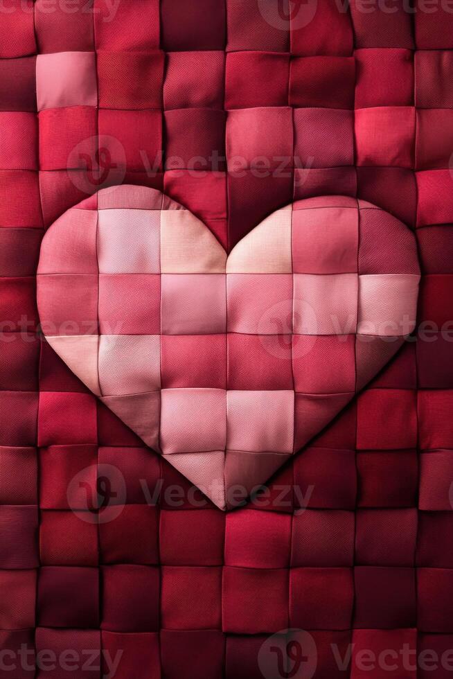 Crafting warmth through vibrant quilting squares in a heart shape design photo