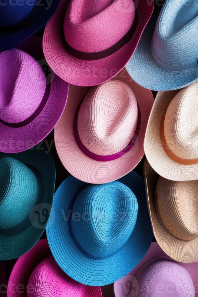 Creative hat maker showcases vibrant designs in a stylish boutique setting photo