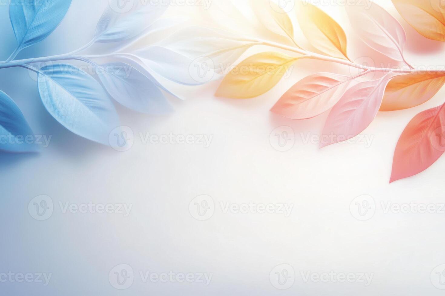 Vibrant overlapping botanical shapes and lines creating an abstract nature-inspired background with delicate hues photo