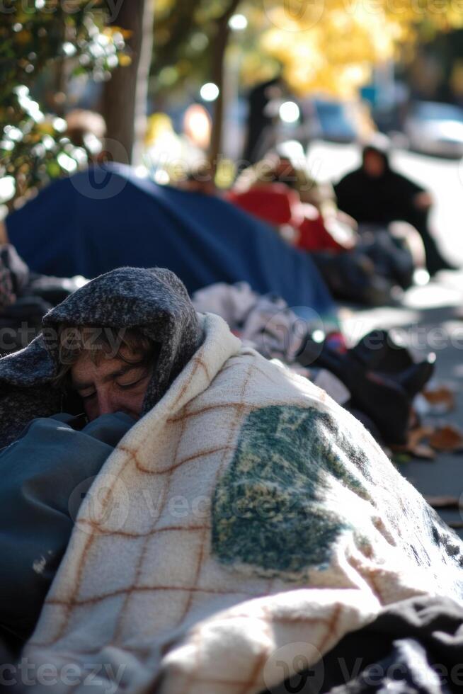Community members rallying for solutions to homelessness, advocating for change and support in the neighborhood photo