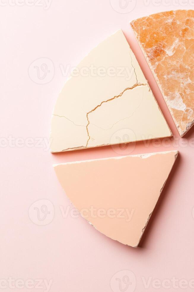 Divided pie chart illustrating inheritance disputes with soft pastel colors and textures that evoke emotion and complexity photo