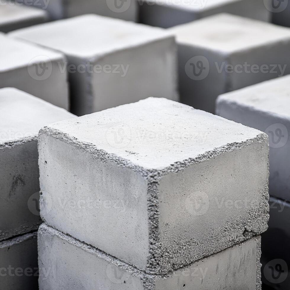 Urban construction elements create a visual symmetry of raw concrete blocks in an industrial setting photo