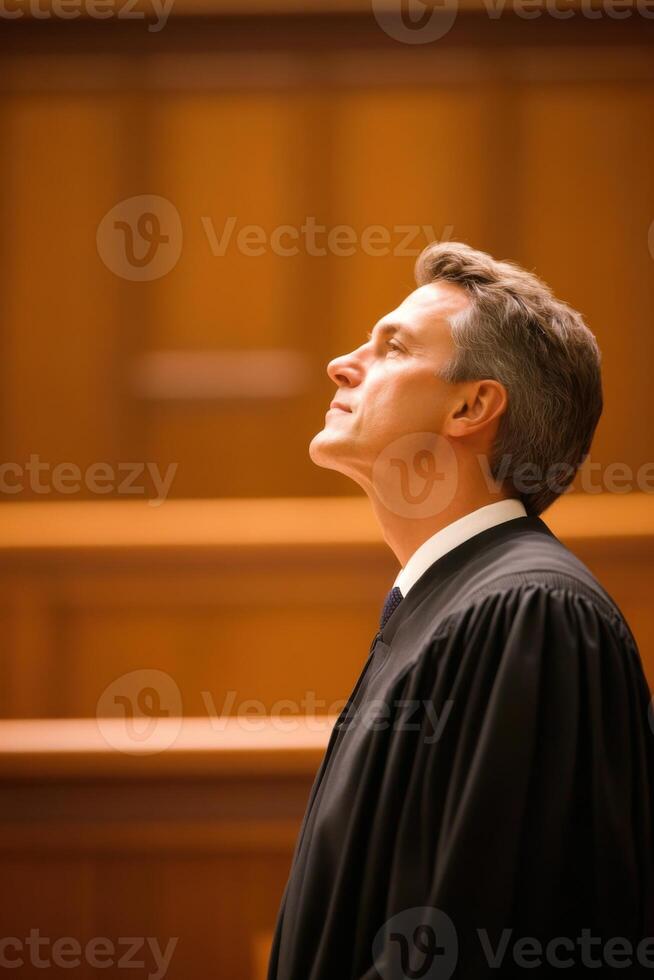 Bailiff overseeing courtroom proceedings and ensuring respectful decorum during a judicial session photo