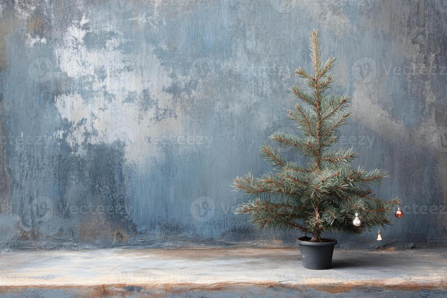 Elegant minimalist Christmas tree with few ornaments for a cozy holiday atmosphere photo