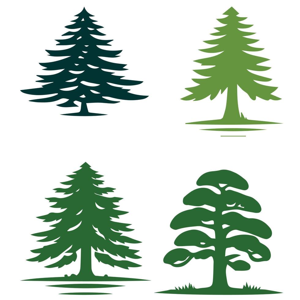 Four pine trees on a white background vector