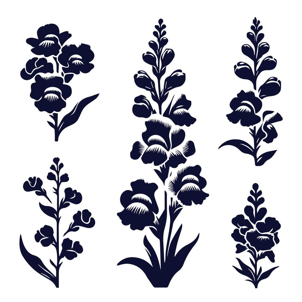Set of flowers in black and white vector