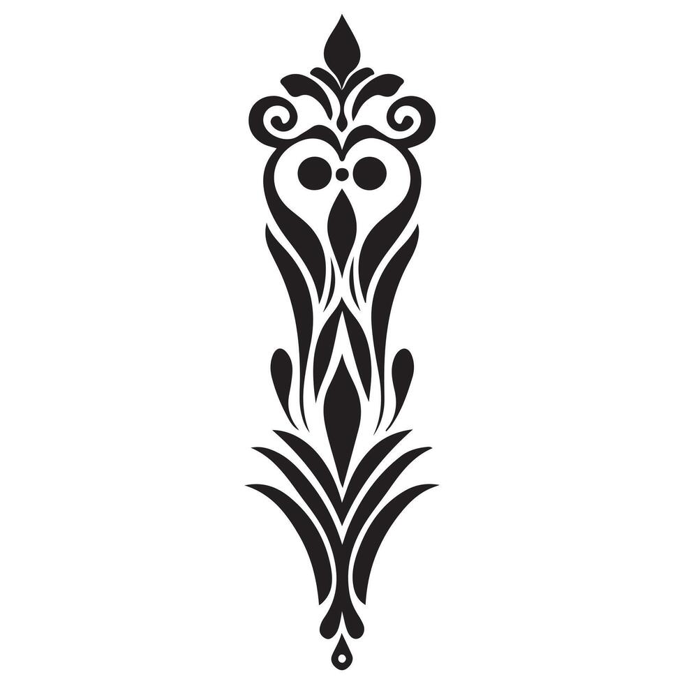 A black and white design of a stylized floral pattern vector