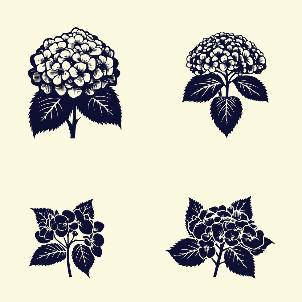 Four different types of flowers are shown in this image vector