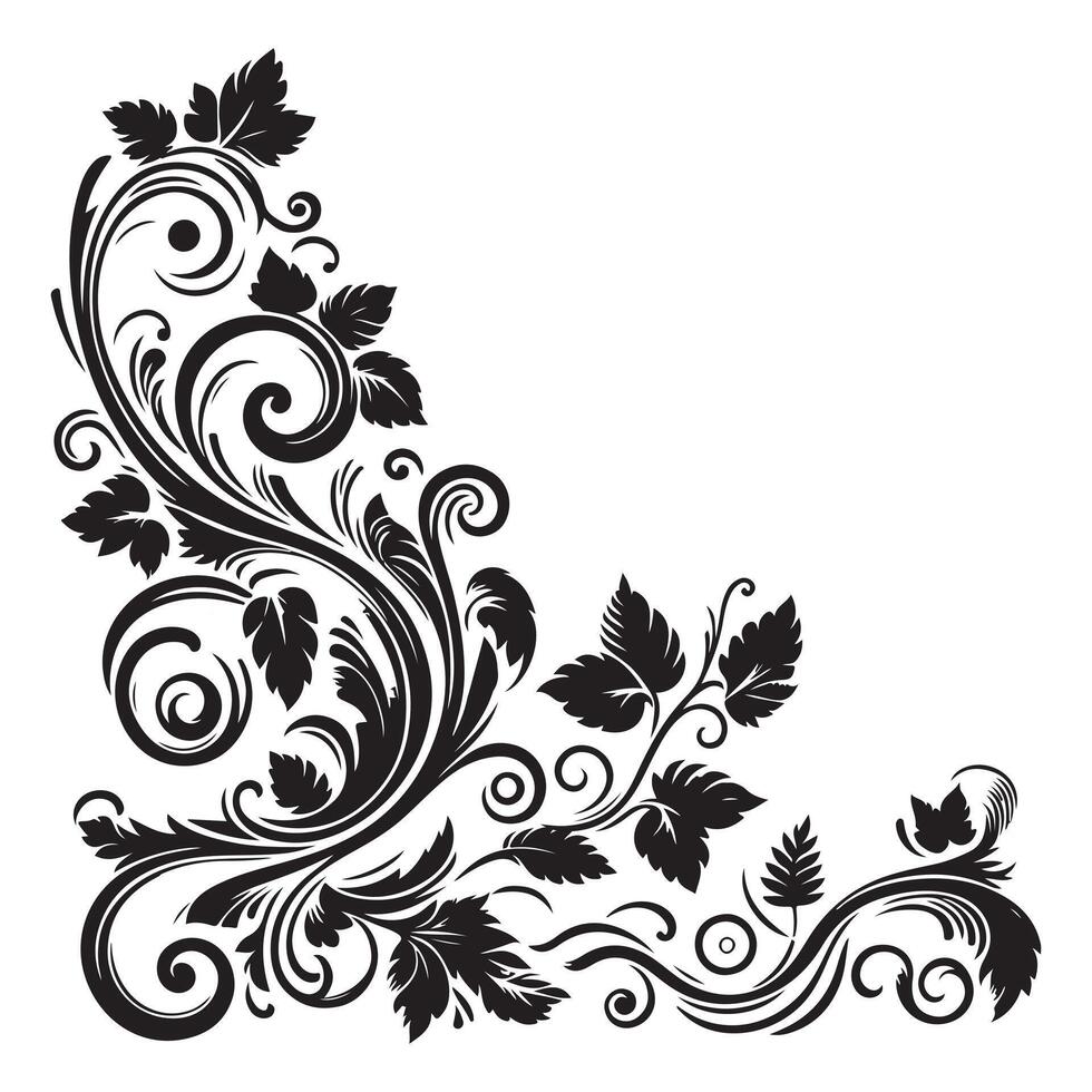 A black and white floral silhouette design on a white background vector