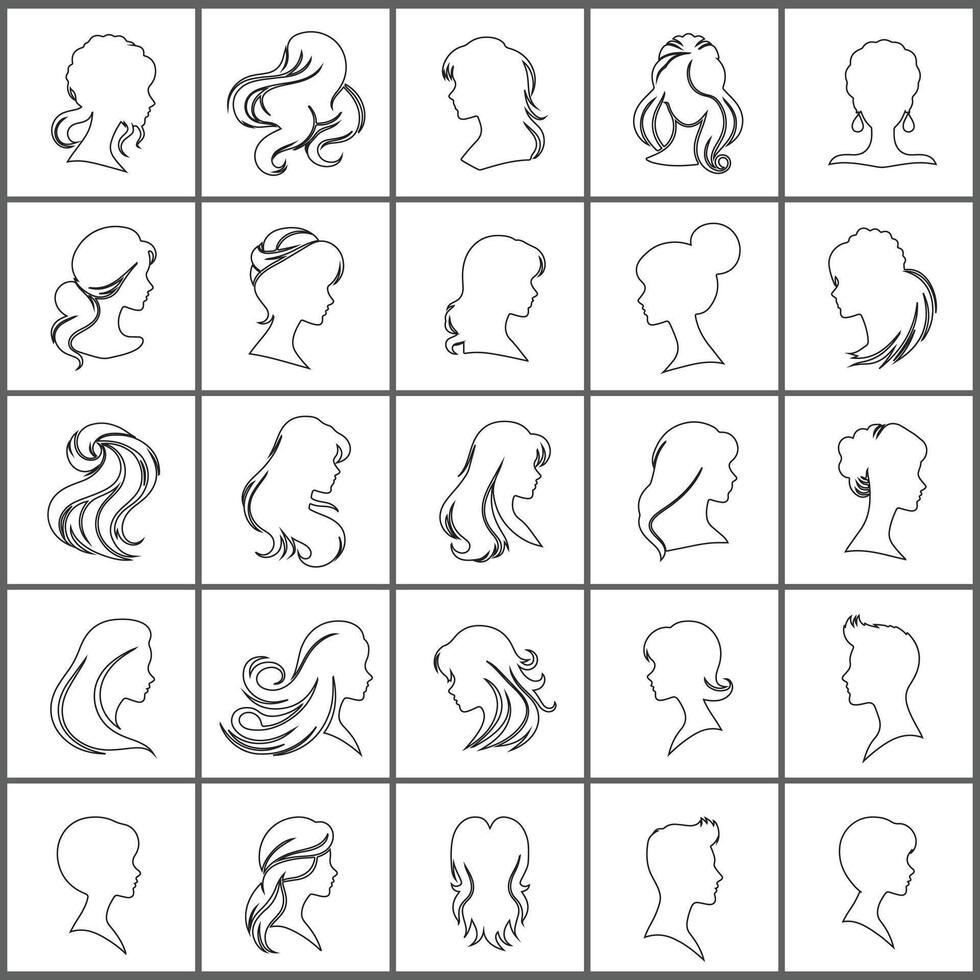 a set of different hairstyles for women vector