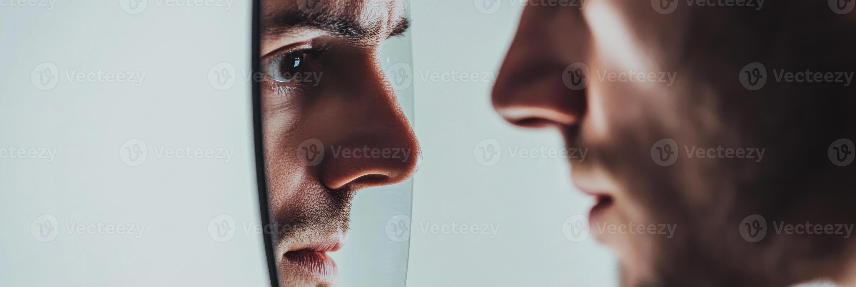 Reflection of confusion in a minimalistic setting captured through a mirror photo