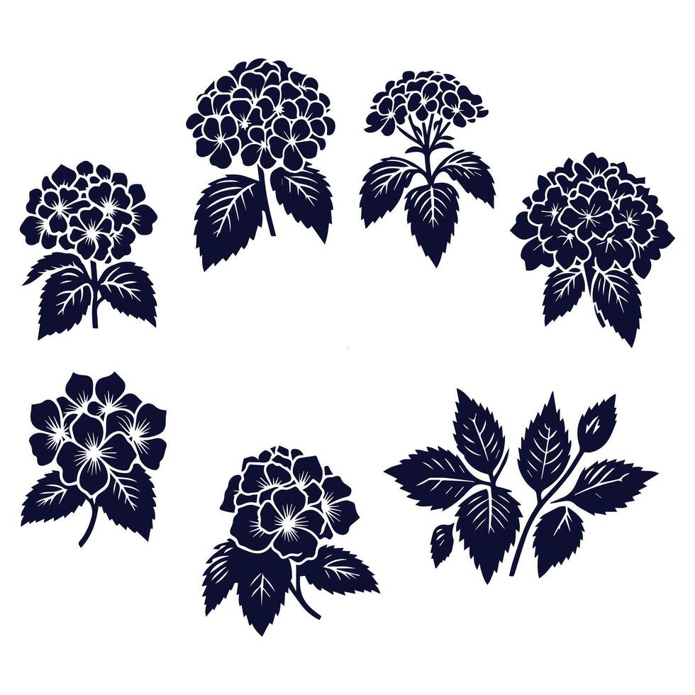 Set of flowers and leaves vector