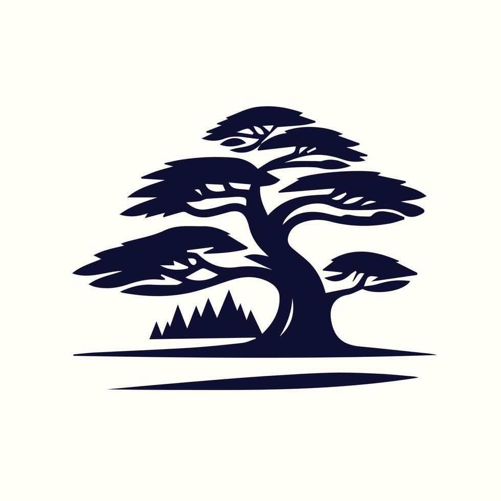 A tree with a mountain in the background vector