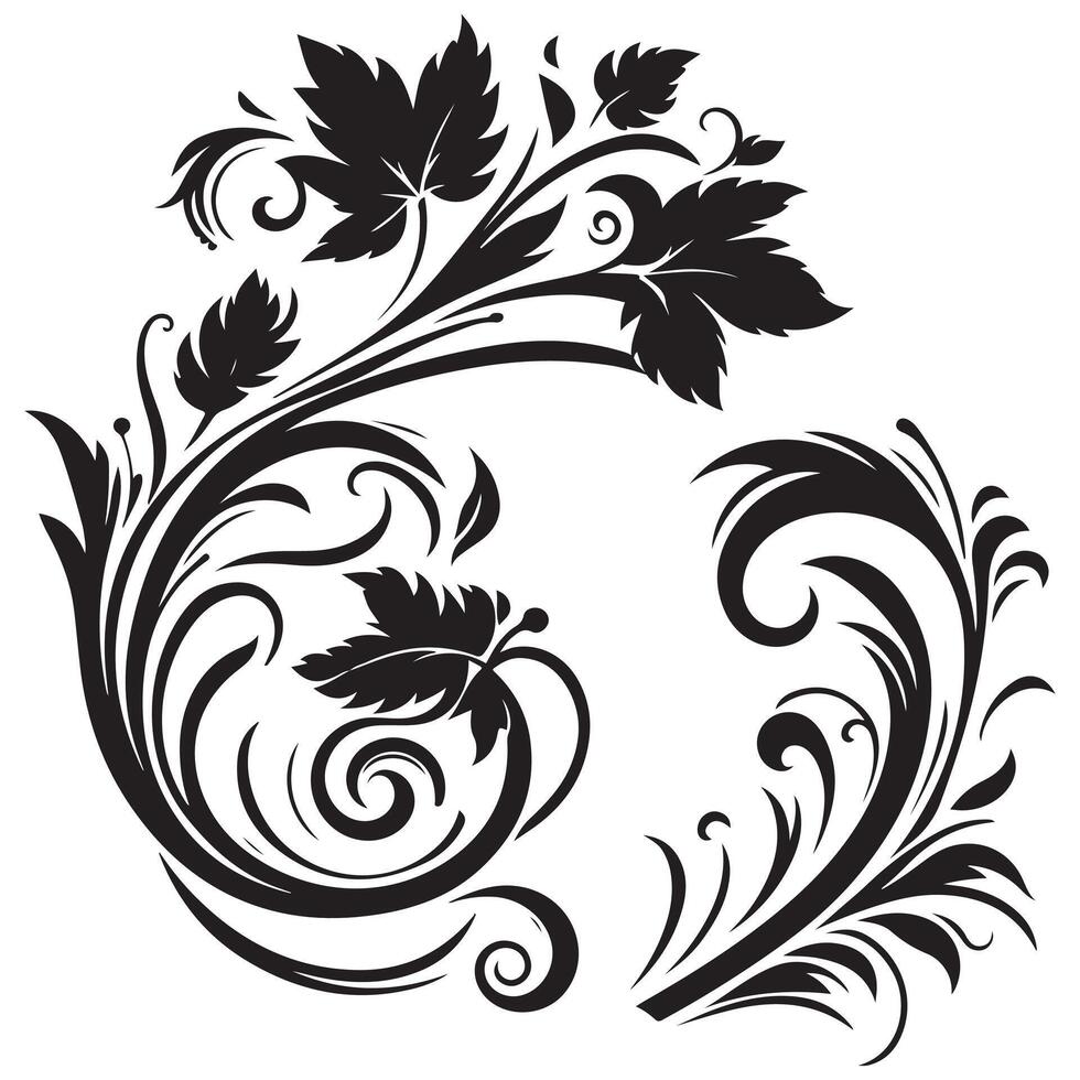 a floral design with leaves and vines design vector