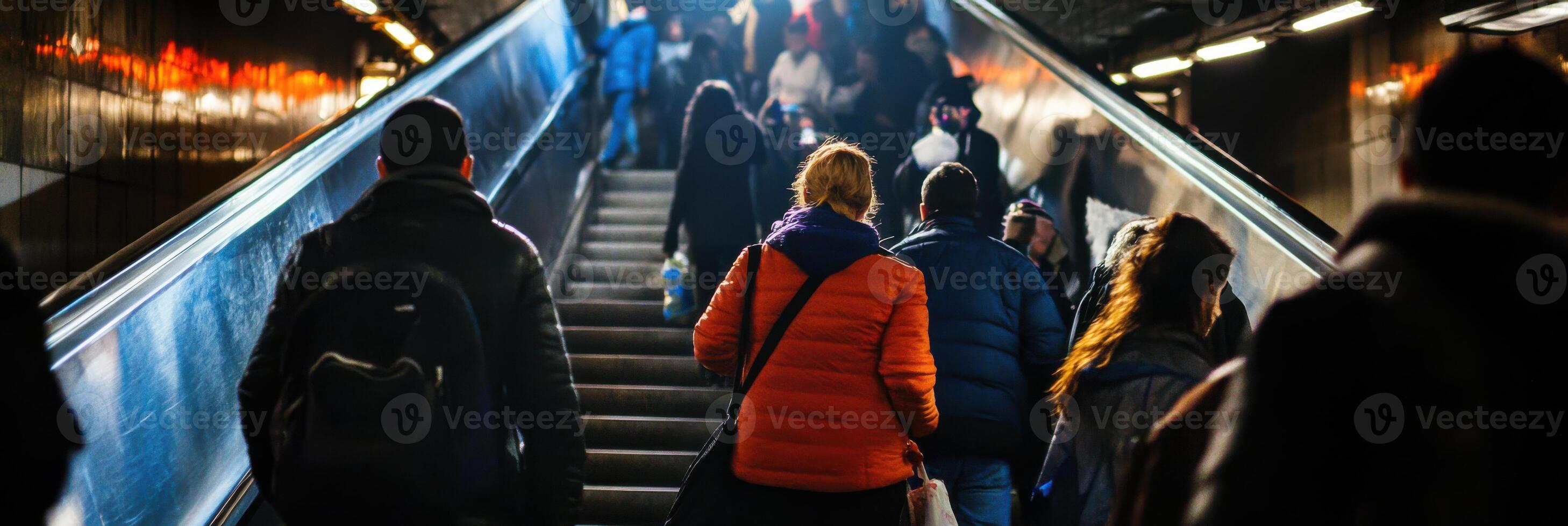Passengers in panic evacuate subway station during bomb threat alert photo