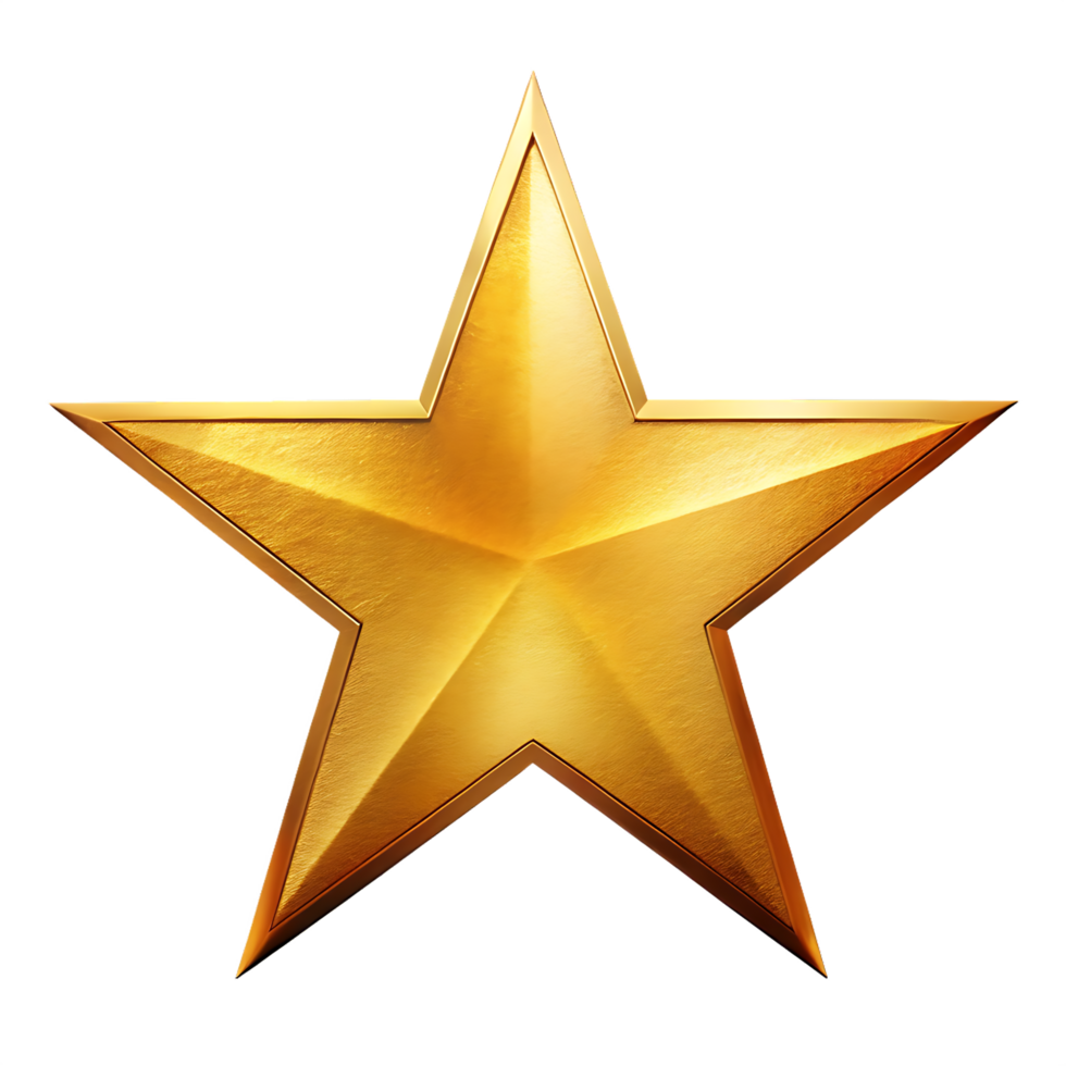 Golden star icon on transparent background symbolizing achievement and prestige png
