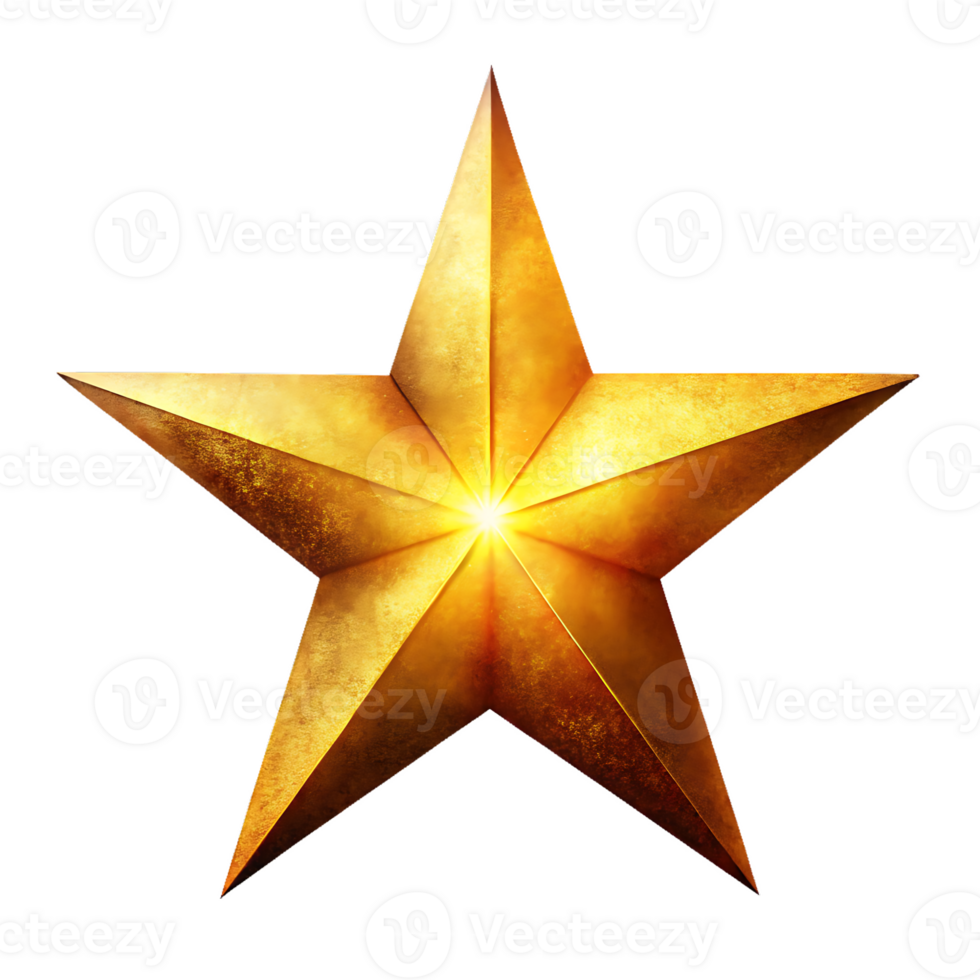 Golden Star on Transparent Background with Brilliant Glow png