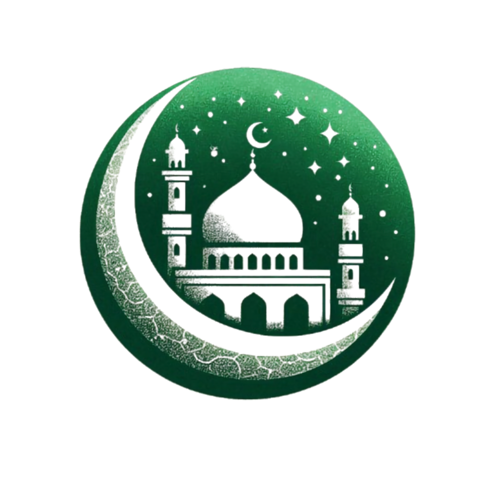 islamic mosque with crescent and stars on transparent background png