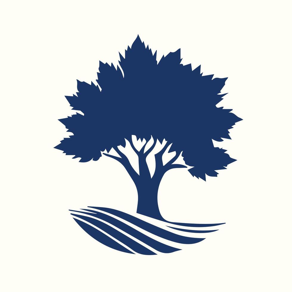 A tree logo with a blue background vector