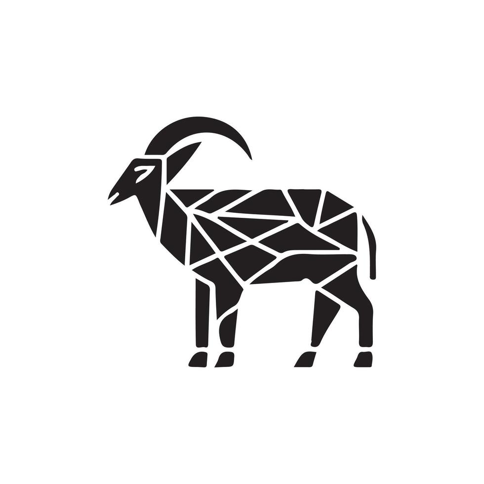 a black goat with geometric shapes on it vector