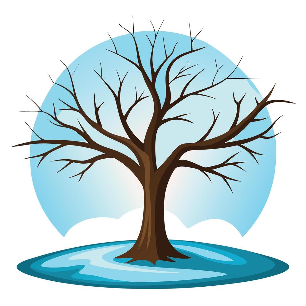 winter tree with no leaves illustration vector