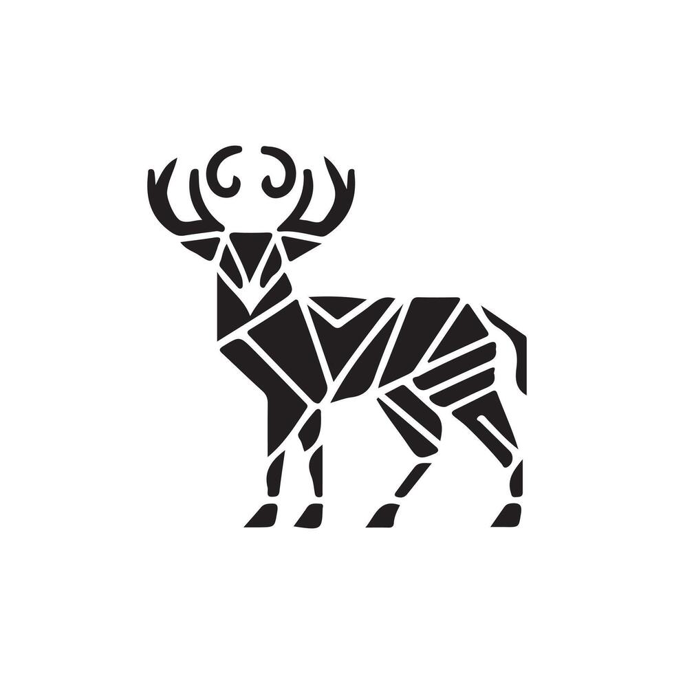 A black and white geometric deer logo design vector