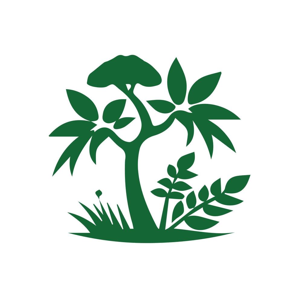 A green tree with leaves and leaves vector