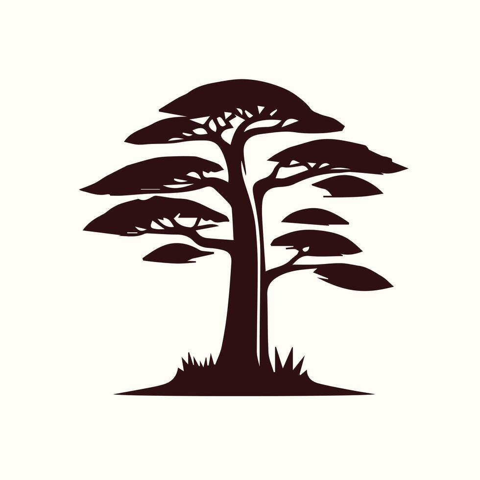 A black and white illustration of a tree vector