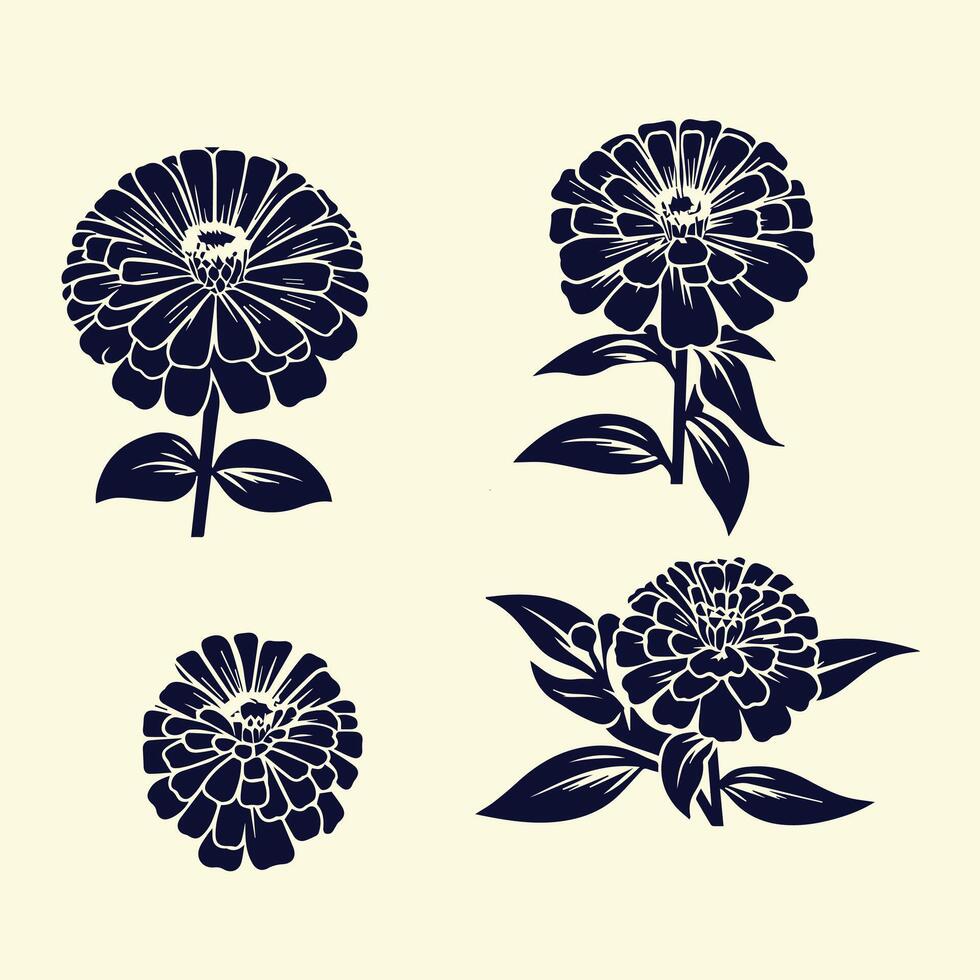 Four different types of flowers are shown in this image vector