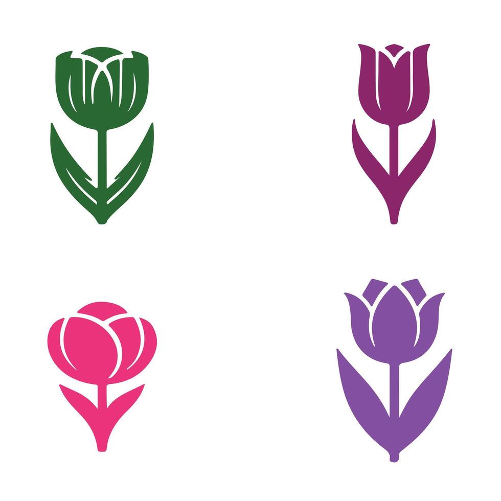 Four different tulips are shown in different colors vector