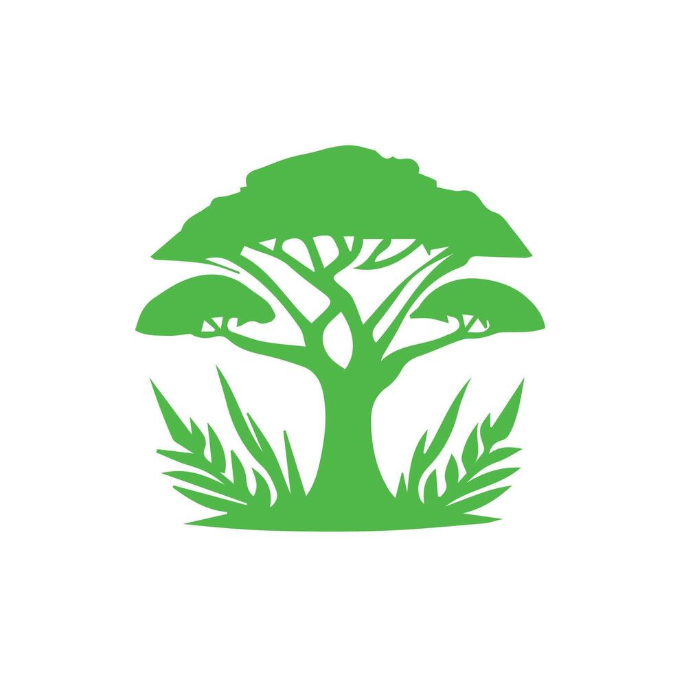 A green tree with leaves and grass on it vector
