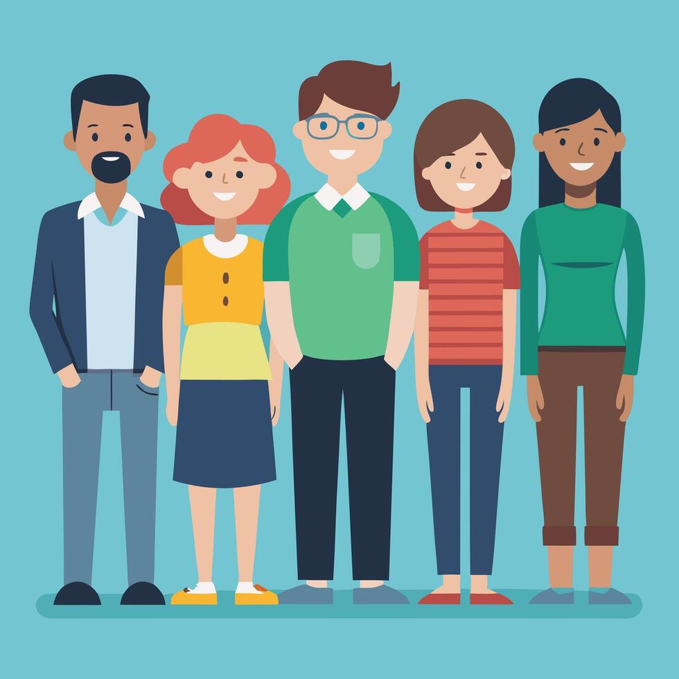 group of people standing together illustration design vector