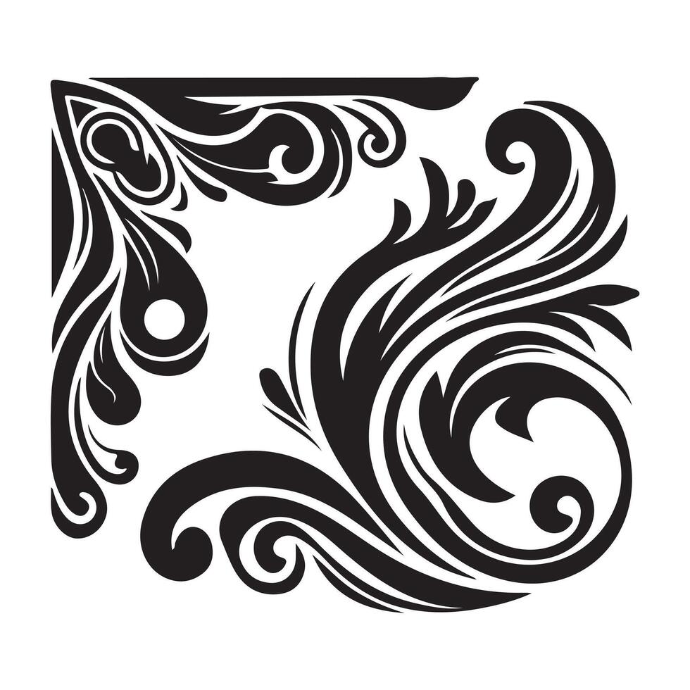 a black and white design with swirls and swirls vector