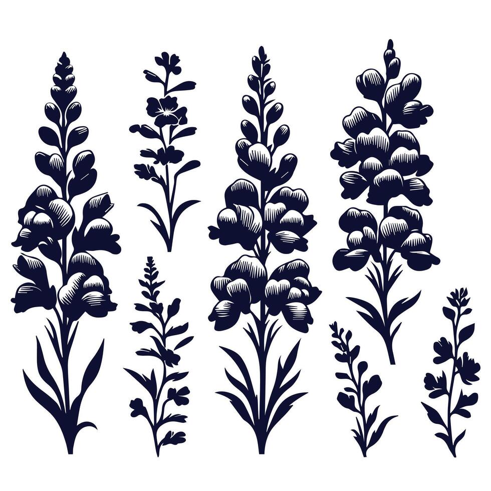 Set of flowers and leaves vector