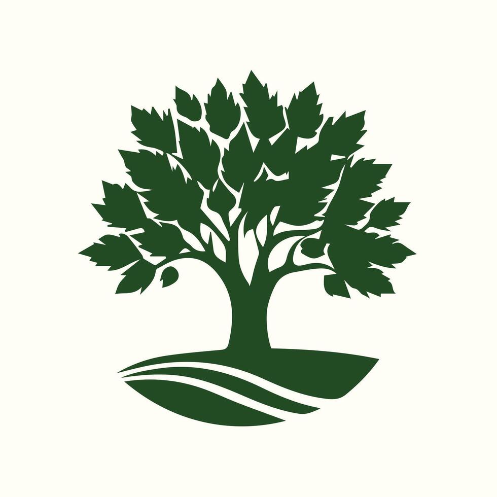 A tree logo with leaves on it vector